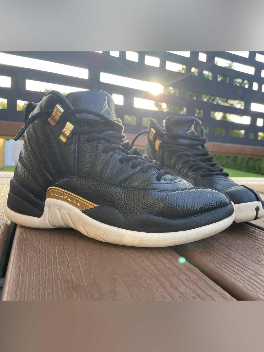 Air Jordan 12 Retro Black/Gold Woman’s Basketball Shoes W 7.5